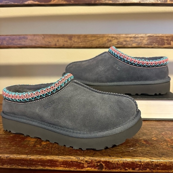 UGG Dark Gray Tasman Slippers Slip On Suede Mules - Picture 12 of 13